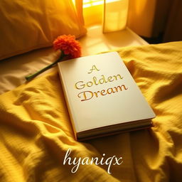 A stunning Wattpad book cover featuring a beautifully designed diary resting on a soft, textured yellow blanket on a neatly made bed