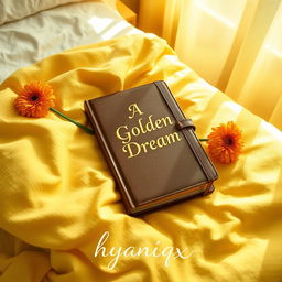 A stunning Wattpad book cover featuring a beautifully designed diary resting on a soft, textured yellow blanket on a neatly made bed