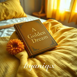 A stunning Wattpad book cover featuring a beautifully designed diary resting on a soft, textured yellow blanket on a neatly made bed
