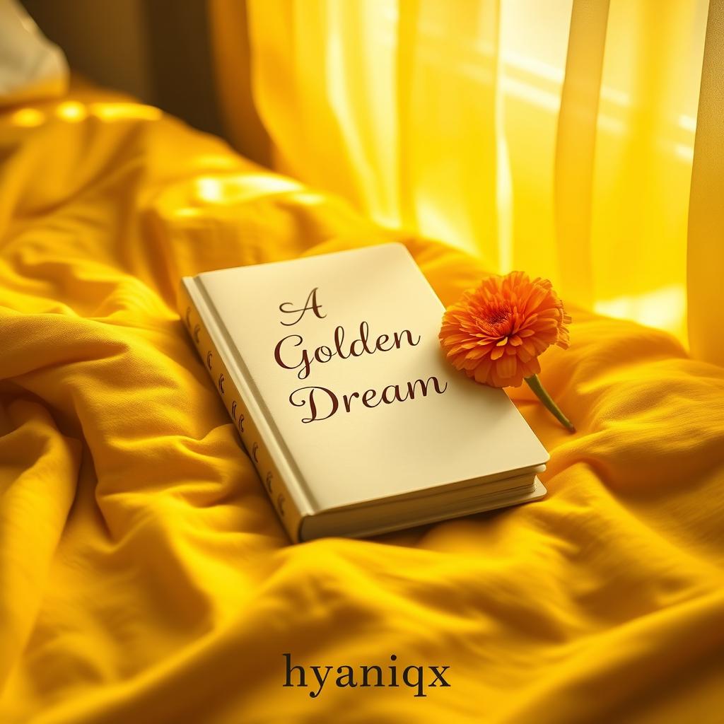 A stunning Wattpad book cover featuring a beautiful diary resting on a cozy yellow blanket atop a bed
