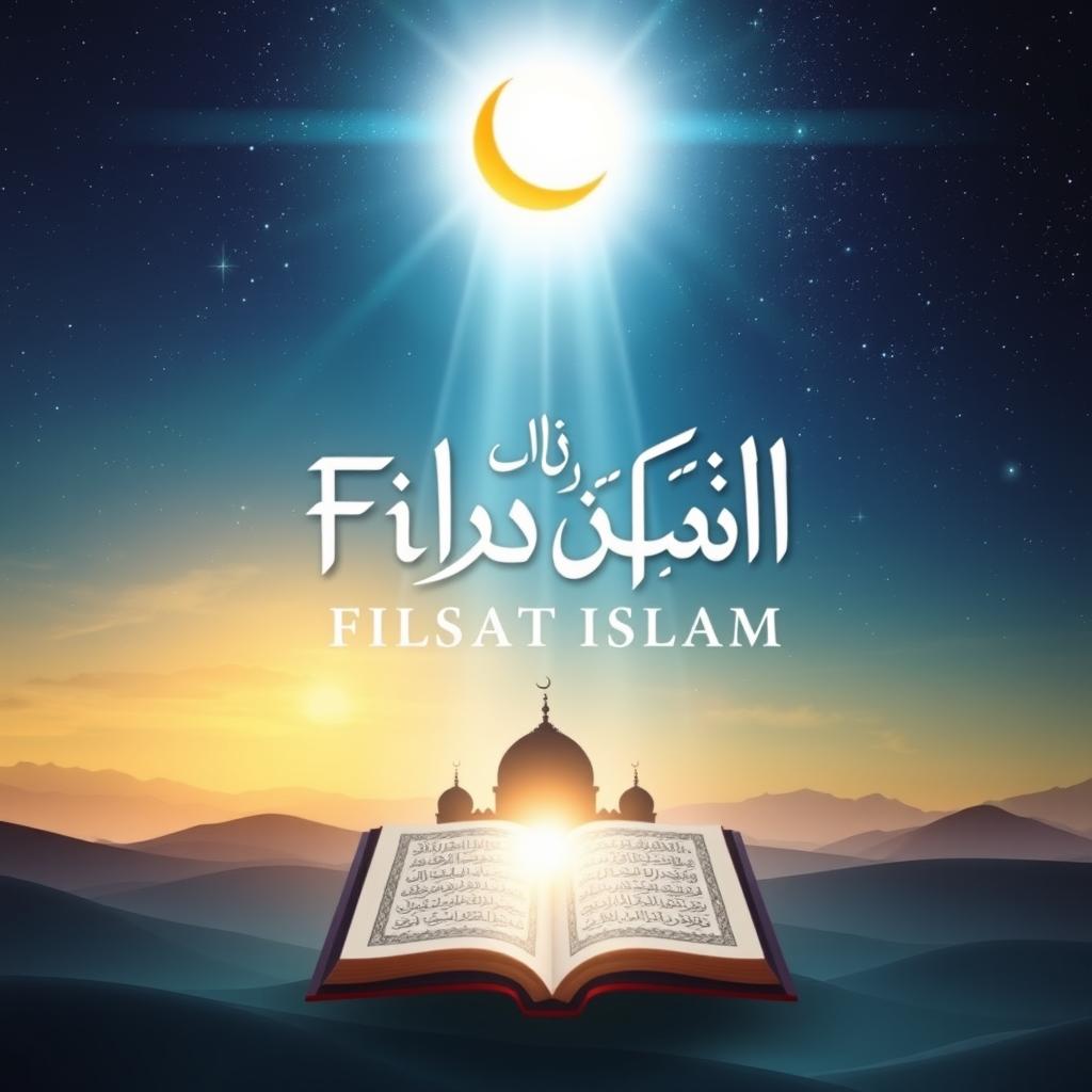 An enchanting book cover for 'Filsafat Islam' that beautifully illustrates the theme of divine revelation as a source of knowledge