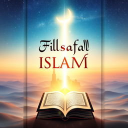 An enchanting book cover for 'Filsafat Islam' that beautifully illustrates the theme of divine revelation as a source of knowledge