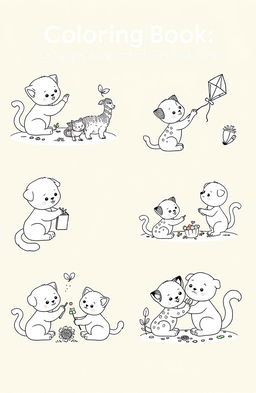 A delightful collection of coloring book illustrations designed for pairs