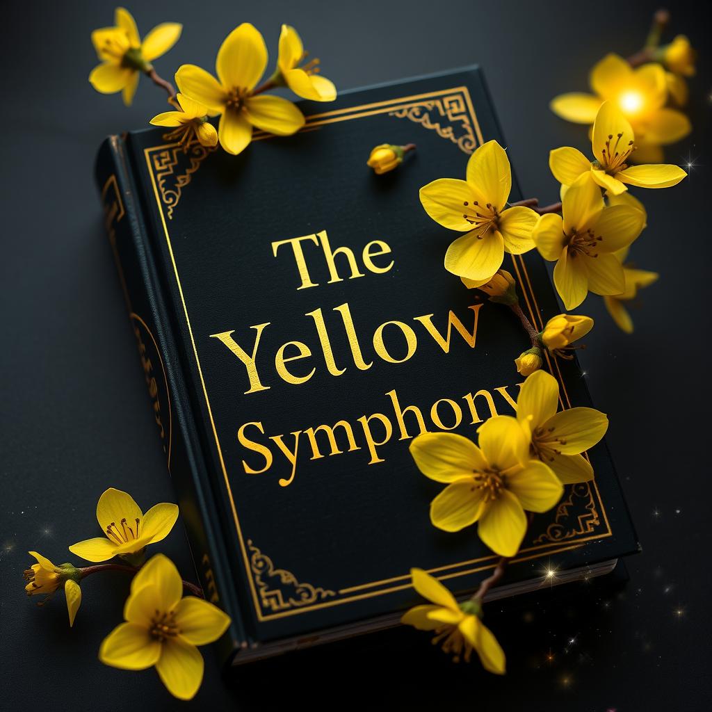 A stunning black and golden book titled "The Yellow Symphony", showcasing an enchanting design