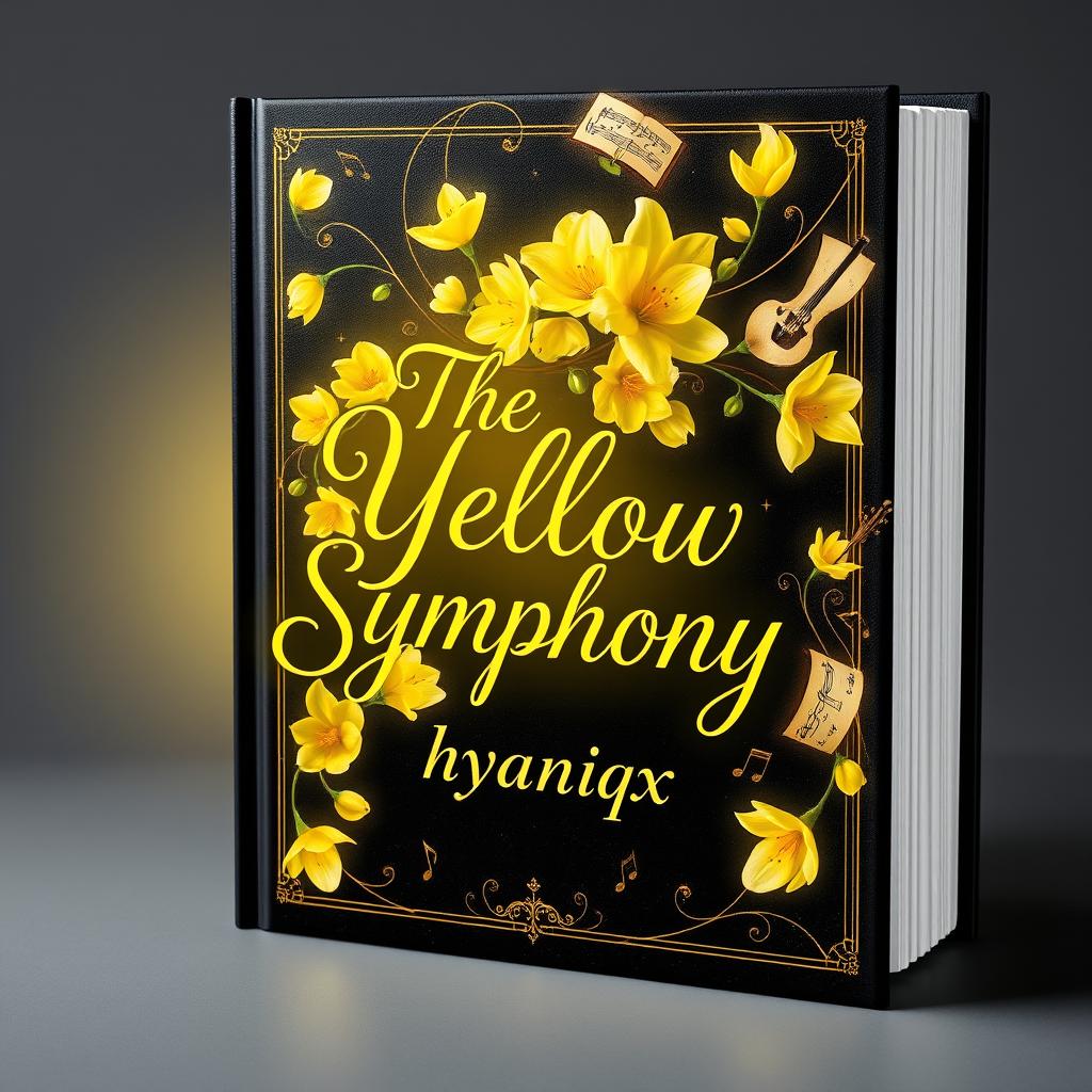 A stunning black and golden book titled "The Yellow Symphony", featuring an exquisite design
