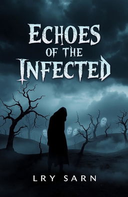 A hauntingly atmospheric book cover for a horror story titled 'Echoes of the Infected'