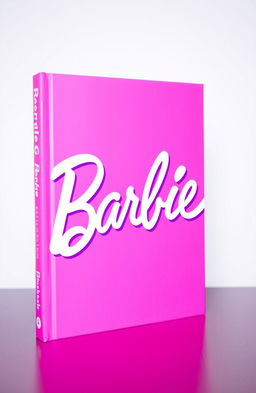 A vibrant pink book cover featuring the word 'Barbie' written prominently in bold, stylish typography