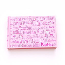 A light pink book cover filled with the phrase 'Mini Barbie' repeated all over in a fun and stylish typography