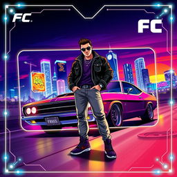 A dynamic design for an FC Mobile card that embodies the vibes of Grand Theft Auto (GTA)