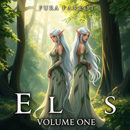 A captivating book cover for volume one, featuring two elegant white-haired elves standing gracefully