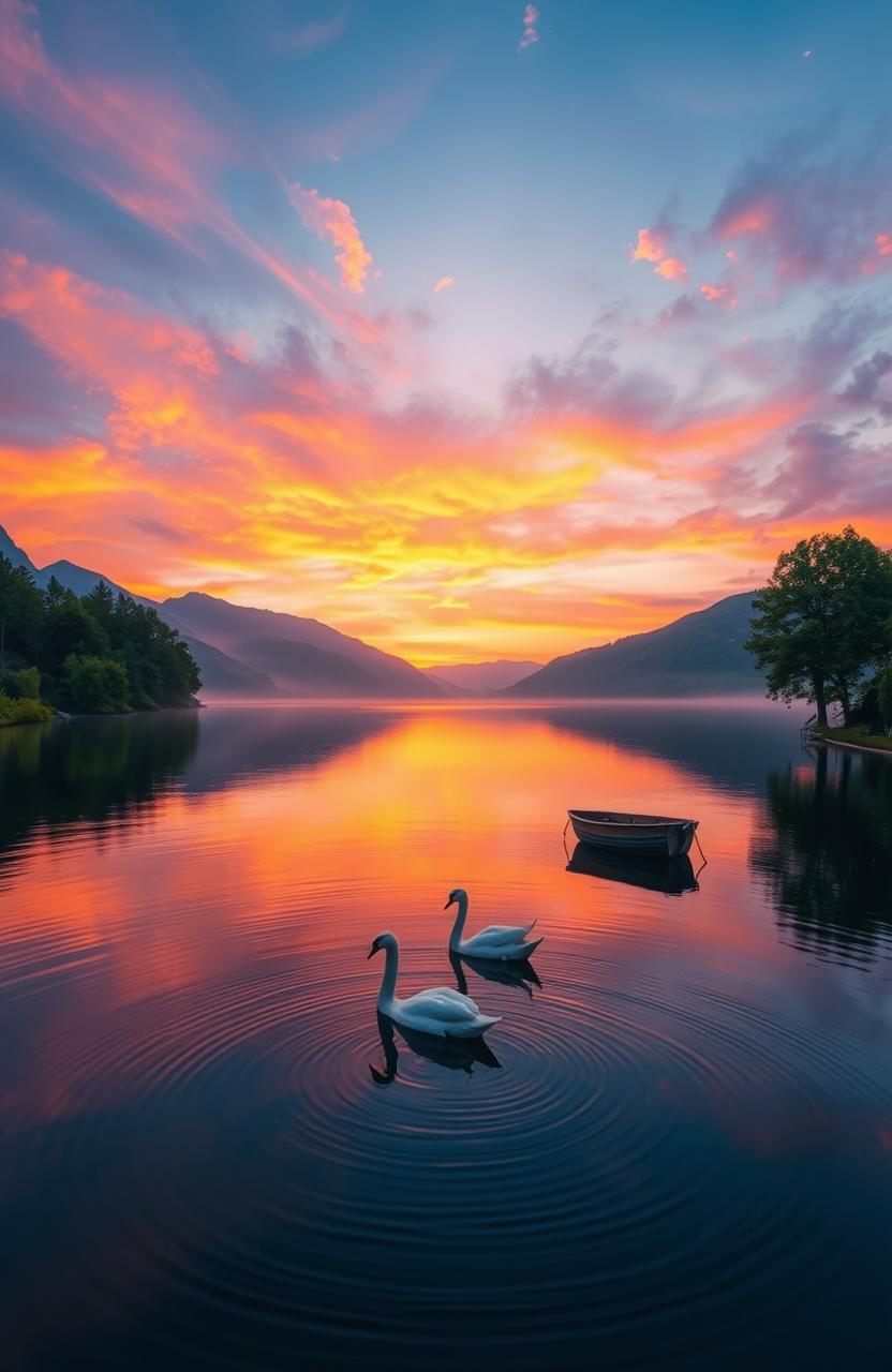 Tranquil Sunset Over a Serene Lake
