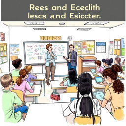 A detailed, hand-drawn illustration showcasing the Rees and Ecker method in education