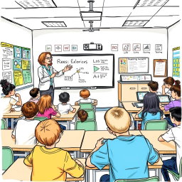 A detailed, hand-drawn illustration showcasing the Rees and Ecker method in education