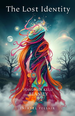 A visually striking representation of 'The Lost Identity', showcasing a mystical figure shrouded in a swirl of vibrant colors and abstract patterns, symbolizing the complexity of self-discovery