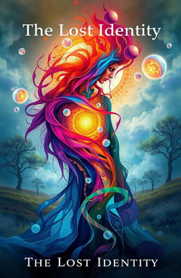 A visually striking representation of 'The Lost Identity', showcasing a mystical figure shrouded in a swirl of vibrant colors and abstract patterns, symbolizing the complexity of self-discovery