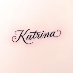 A simple and elegant tattoo design featuring the name 'Katrina' in beautiful cursive lettering, flowing smoothly to convey a sense of elegance and grace