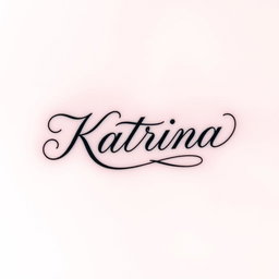 A simple and elegant tattoo design featuring the name 'Katrina' in beautiful cursive lettering, flowing smoothly to convey a sense of elegance and grace