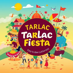 A vibrant and colorful poster showcasing the Tarlac City Fiesta, also known as the Pana Pana Festival and Kaisa Music Festival