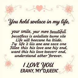 A beautifully designed greeting card with elegant typography, featuring the heartfelt message: "You hold a special place in my life, your smile, your words, everything is priceless to me
