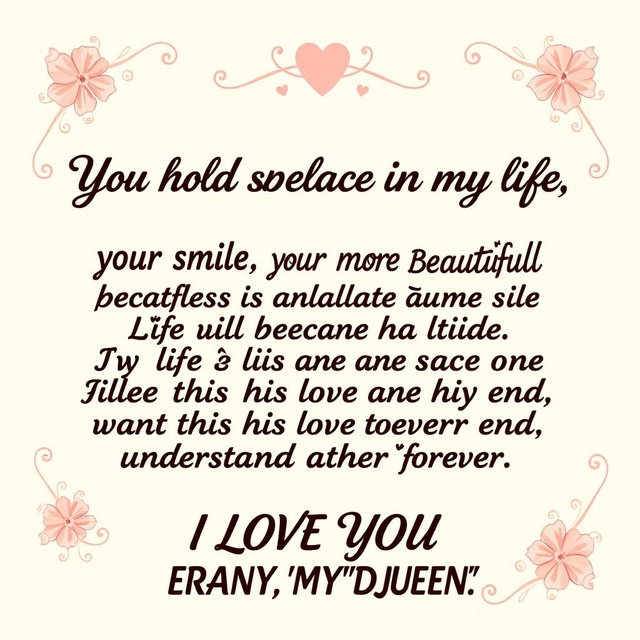 A beautifully designed greeting card with elegant typography, featuring the heartfelt message: "You hold a special place in my life, your smile, your words, everything is priceless to me