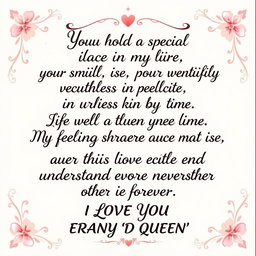 A beautifully designed greeting card with elegant typography, featuring the heartfelt message: "You hold a special place in my life, your smile, your words, everything is priceless to me