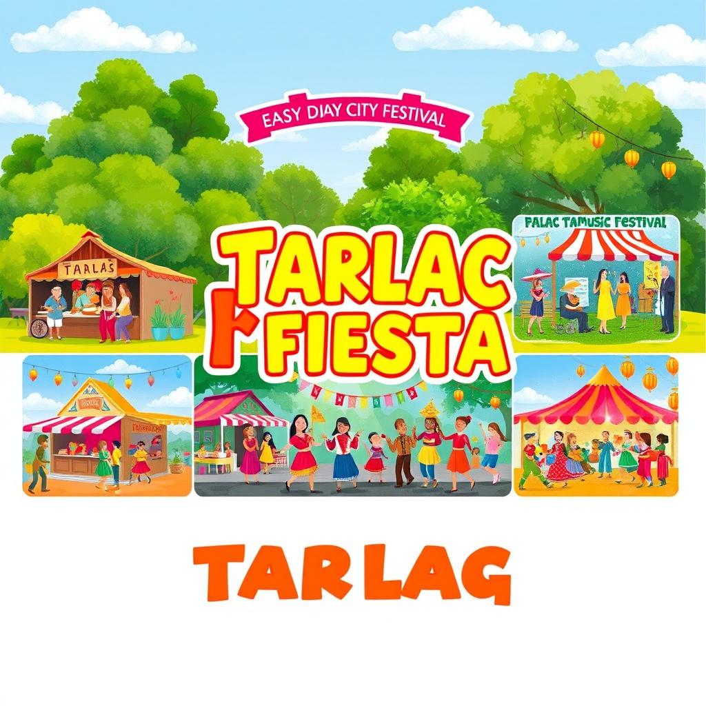 A vibrant and colorful poster celebrating the Tarlac City Fiesta, also known as the Pana Pana Festival and Kaisa Music Festival