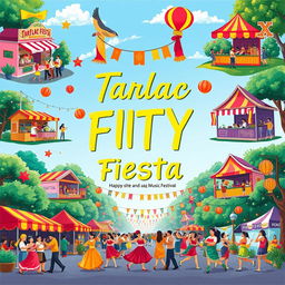 A vibrant and colorful poster celebrating the Tarlac City Fiesta, also known as the Pana Pana Festival and Kaisa Music Festival