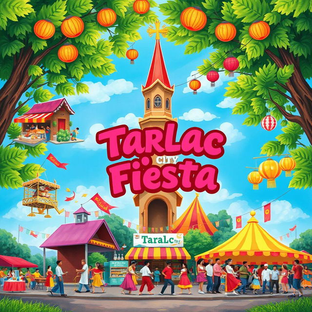 A vibrant and colorful poster celebrating the Tarlac City Fiesta, also known as the Pana Pana Festival and Kaisa Music Festival