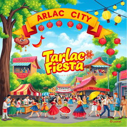 A vibrant and colorful poster celebrating the Tarlac City Fiesta, also known as the Pana Pana Festival and Kaisa Music Festival