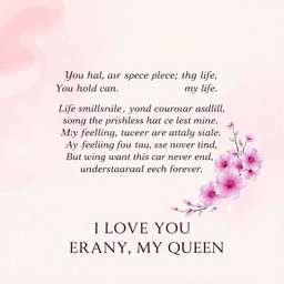A beautifully designed romantic greeting card, with an elegant and artistic layout