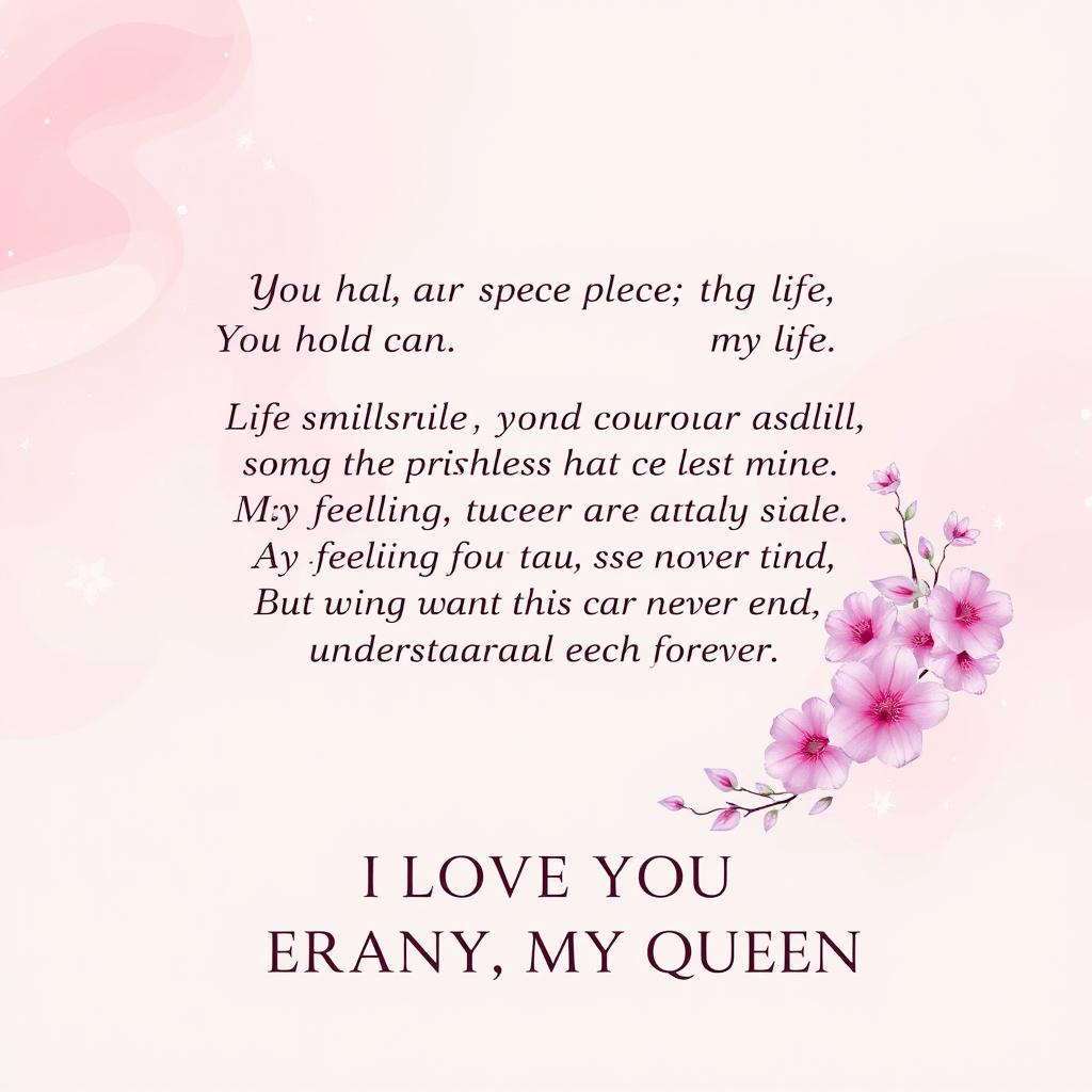 A beautifully designed romantic greeting card, with an elegant and artistic layout