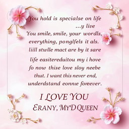 A beautifully designed romantic greeting card, with an elegant and artistic layout