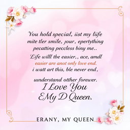 A beautifully designed romantic greeting card, with an elegant and artistic layout