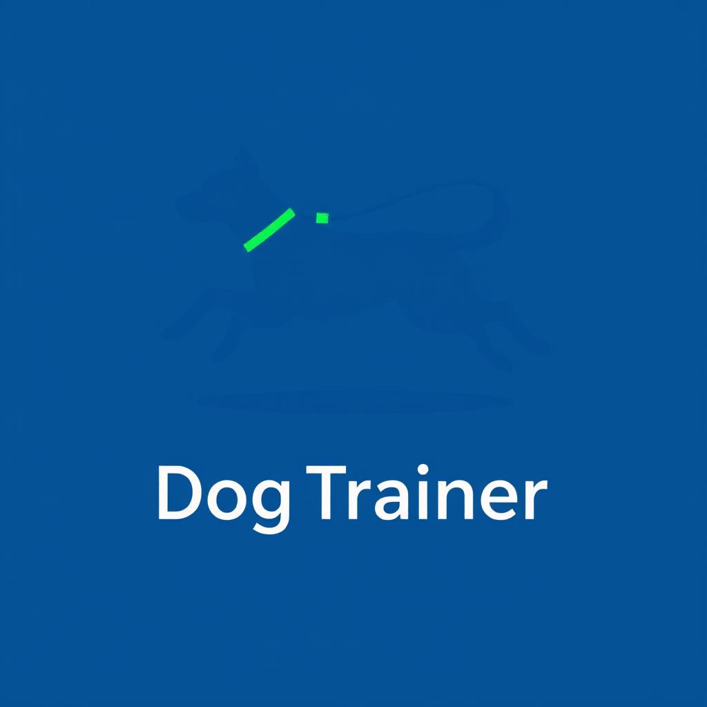 A professional and modern logo design for a dog trainer, featuring a stylized silhouette of a dog in an active position, possibly in mid-leap