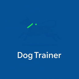 A professional and modern logo design for a dog trainer, featuring a stylized silhouette of a dog in an active position, possibly in mid-leap