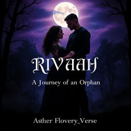 A striking romance novel book cover with a dark aesthetic, featuring a moody, twilight setting