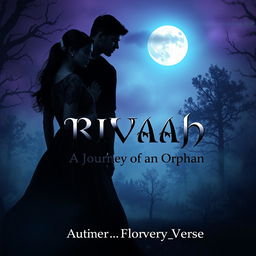 A striking romance novel book cover with a dark aesthetic, featuring a moody, twilight setting