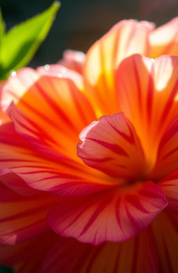 A vibrant and colorful close-up of a blooming flower in full glory, showcasing intricate petal patterns and vivid hues