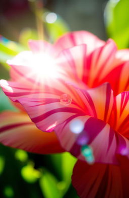 A vibrant and colorful close-up of a blooming flower in full glory, showcasing intricate petal patterns and vivid hues