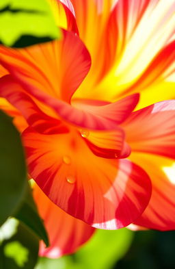 A vibrant and colorful close-up of a blooming flower in full glory, showcasing intricate petal patterns and vivid hues