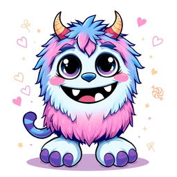 A cute, cartoonish monster with big, friendly eyes and a wide, cheerful smile