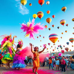 A vibrant and colorful background featuring a blend of images from several famous festivals