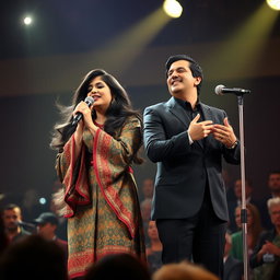 A musical performance capturing the essence of two iconic Iranian singers, Hayedeh and Moein, on stage