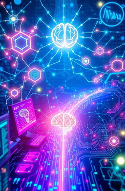 A visually captivating representation of generative artificial intelligence, showcasing futuristic technology