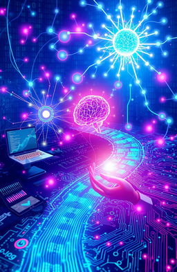 A visually captivating representation of generative artificial intelligence, showcasing futuristic technology