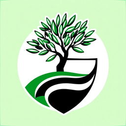 A stylized version of a political symbol featuring green and black colors, incorporating a stylized olive tree and a shield