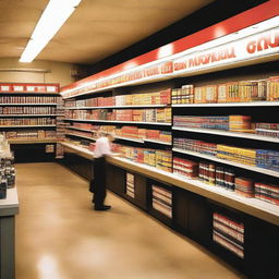 A well-organized car battery shop with rows of new batteries on shelves. The interior is illuminated with warm, inviting lighting, and there's a knowledgeable clerk behind a counter.