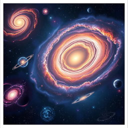 A breathtaking depiction of the observable universe as envisioned by scientists, showcasing an intricate and vast expanse of galaxies, nebulae, and cosmic phenomena