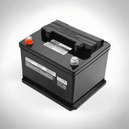 A brand new car battery with sturdy black casing and clean silver terminals, placed on a pristine white background.