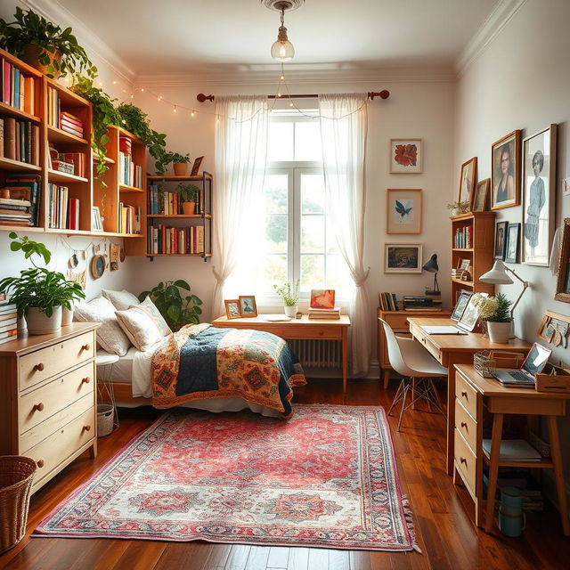 A beautifully decorated bedroom filled with warmth and comfort